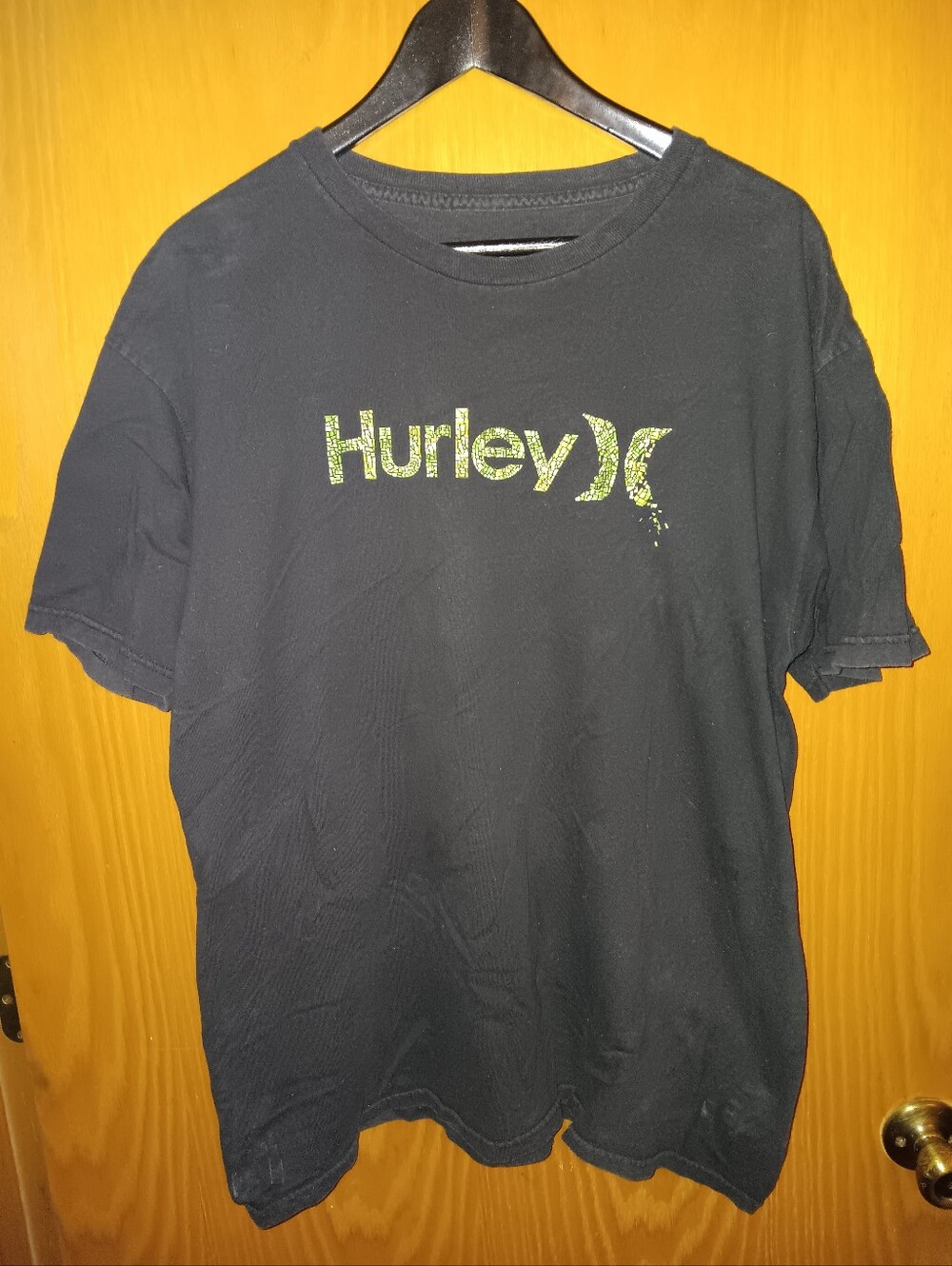 Vintage Hurley Black Short Sleeve Tee with Lime Logo